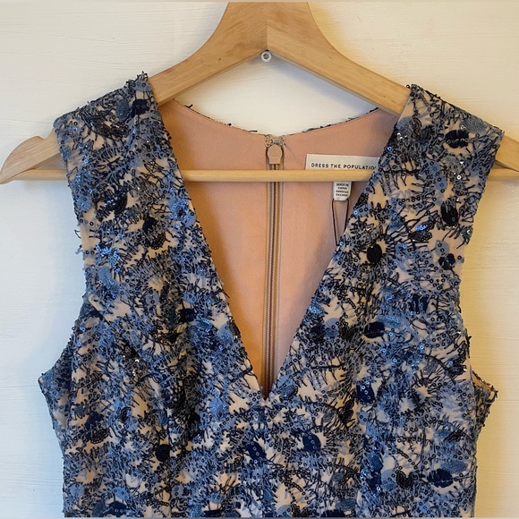 Dress the Population Fit & Flare Sequin Blue/Nude Dress Size: Medium NWT! - Picture 7 of 9